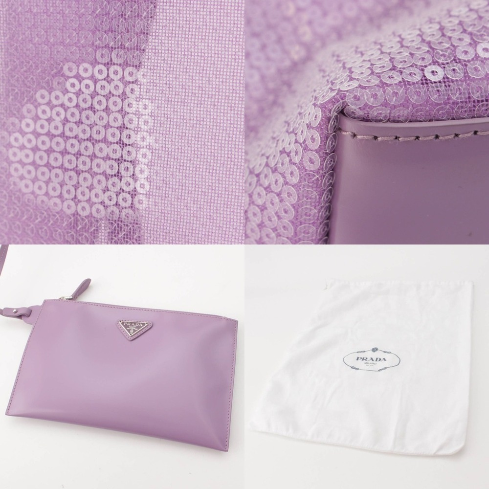 Prada Sequin Mesh Tote Bag Pouch Purple - Picture 9 of 10